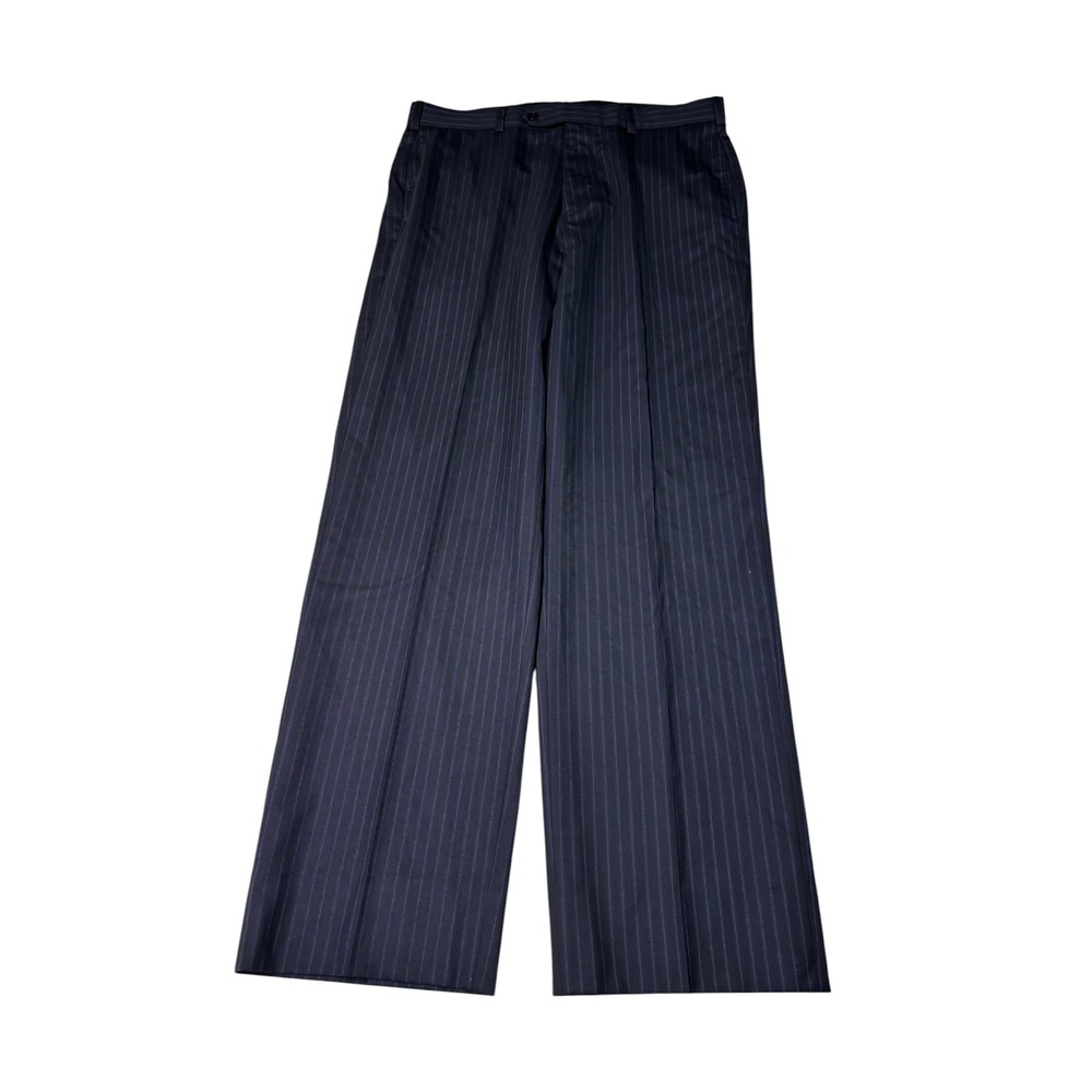 Brooks Brothers 346 Mens Navy Blue Pinstripe Stretch Wool Dress Pants W34 L31